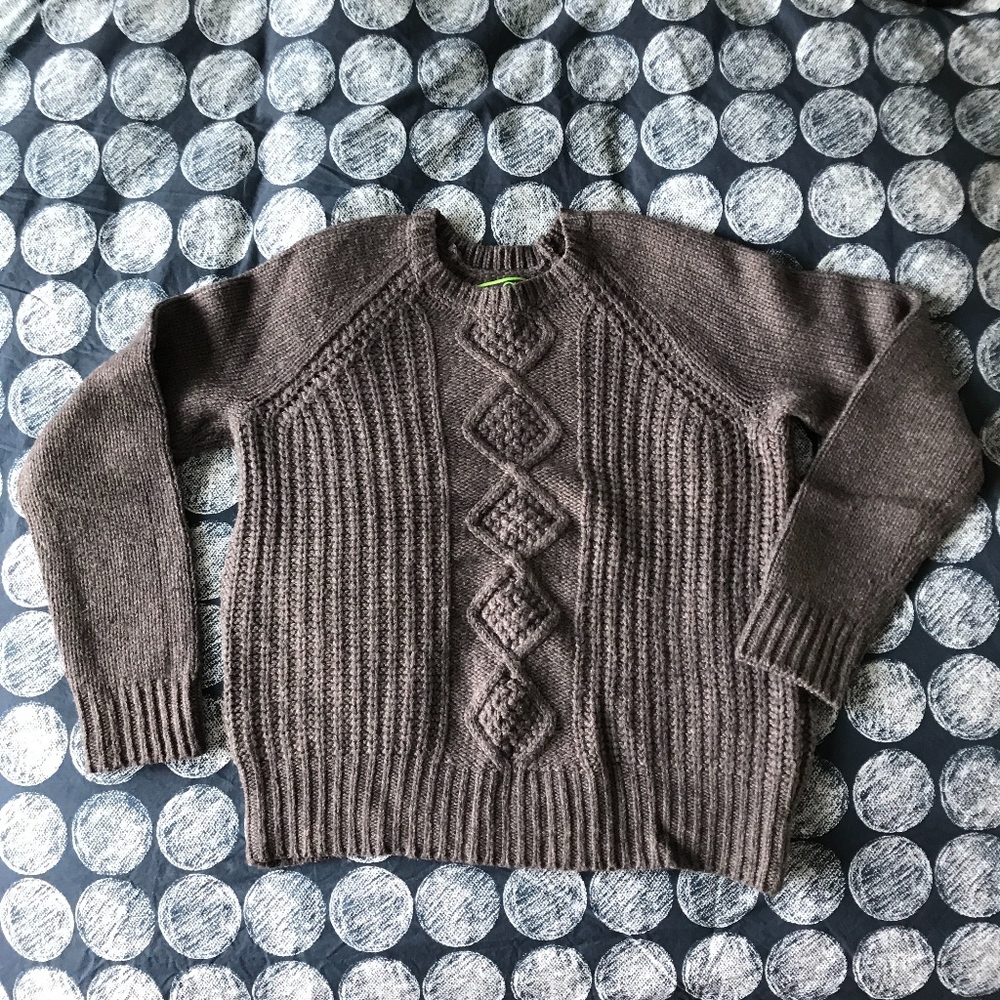 C Wonder Grey Cable Knit Chunky Sweater